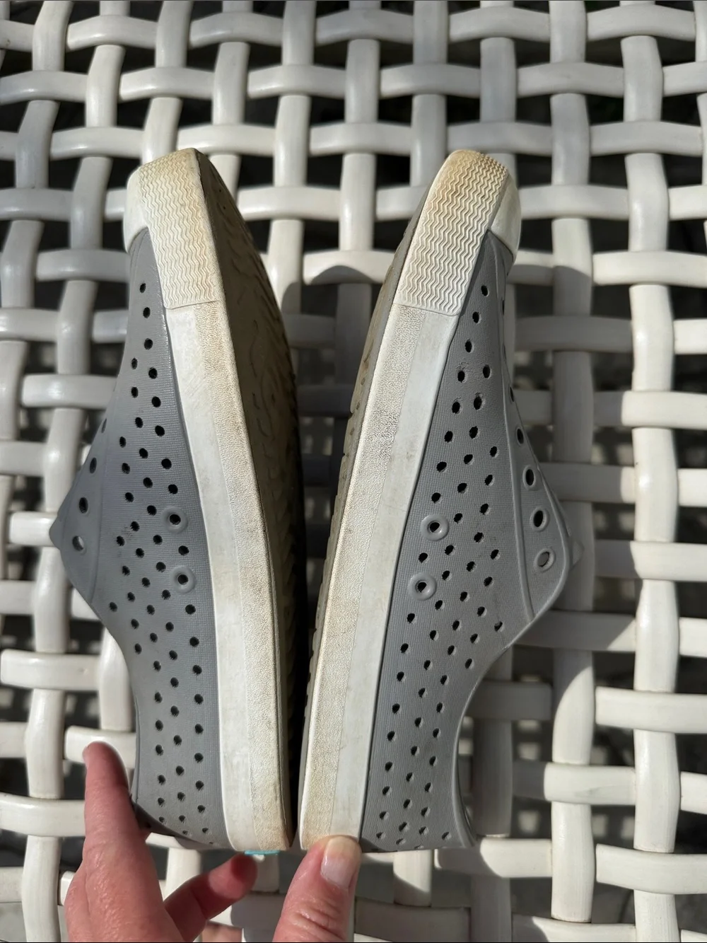 Native Jefferson Grey Slip-On Perforated Rubber shoe Sneakers j4